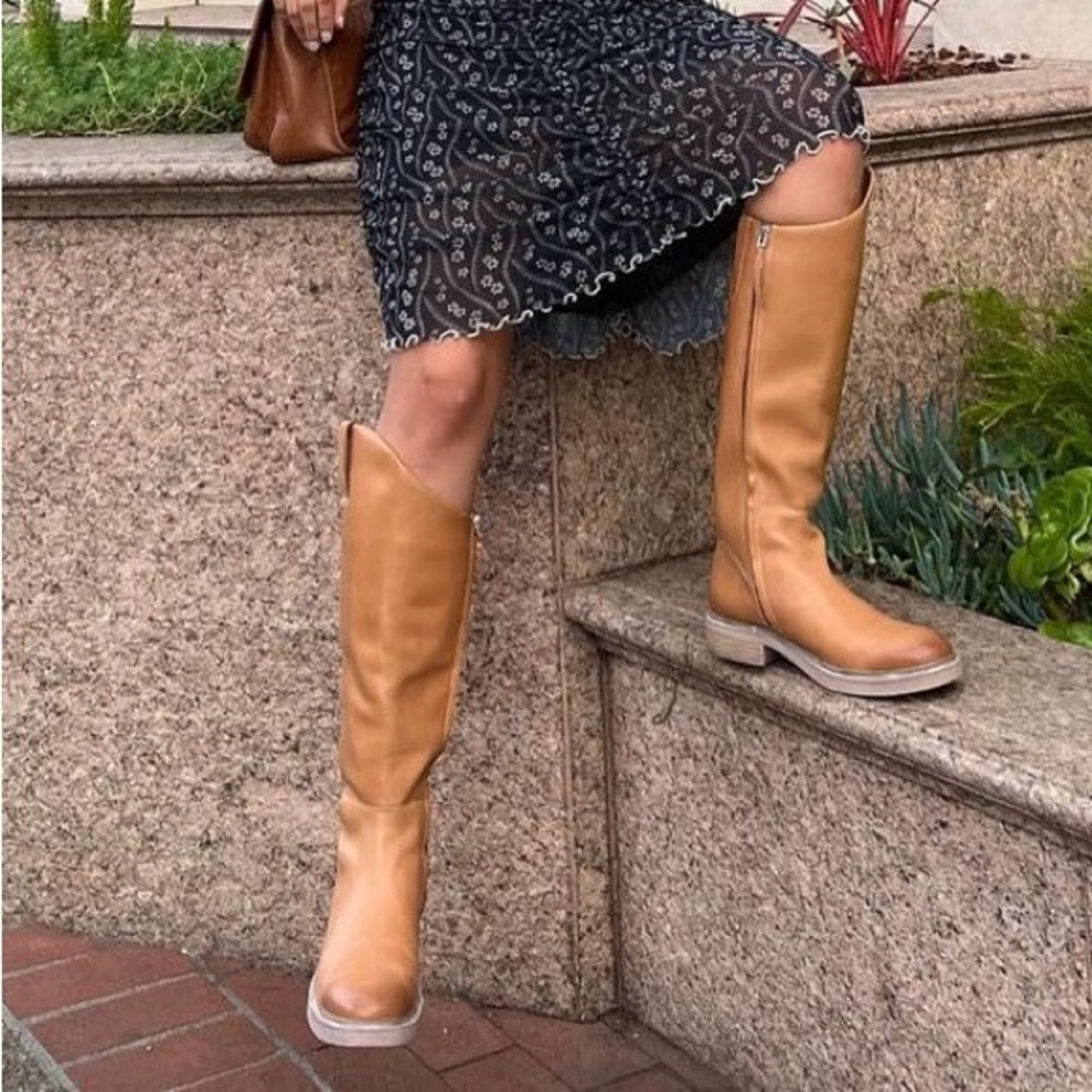 caramel riding boots sam edelman size 9.5 staple quiet luxury
